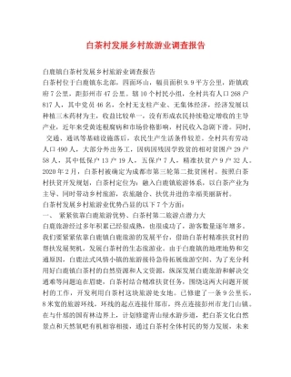 白茶村发展乡村旅游业调查报告 