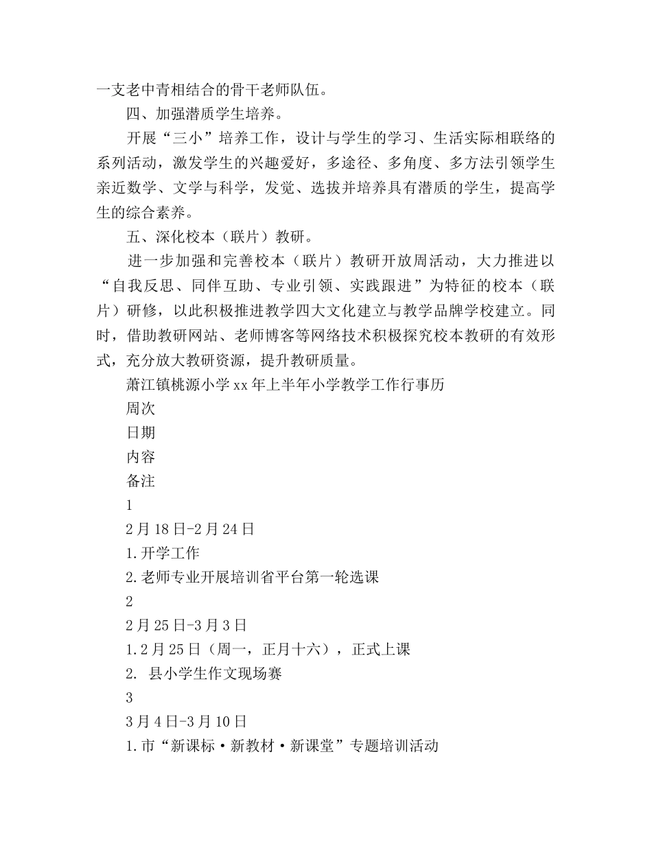 小学2020年上半年教学工作参考计划 _第2页