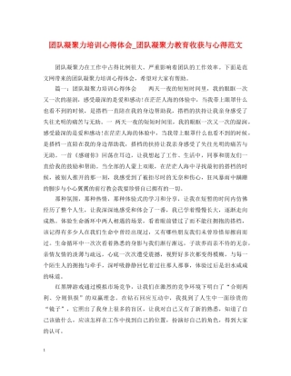 团队凝聚力培训心得体会_团队凝聚力教育收获与心得范文 