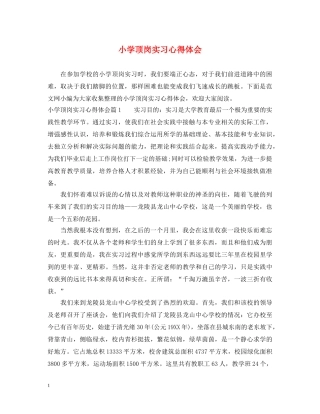小学顶岗实习心得体会 