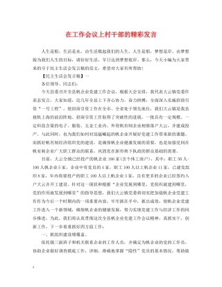 在工作会议上村干部的精彩发言 