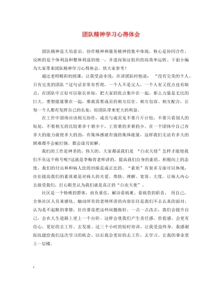团队精神学习心得体会 