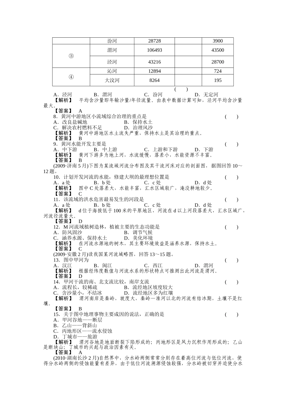 走向高考高中地理一轮总复习 第三部分23 中国的河流和湖泊练习 _第2页