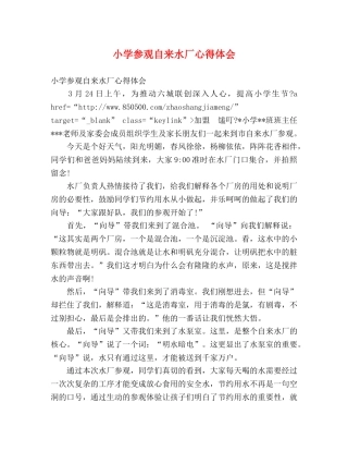 小学参观自来水厂心得体会 