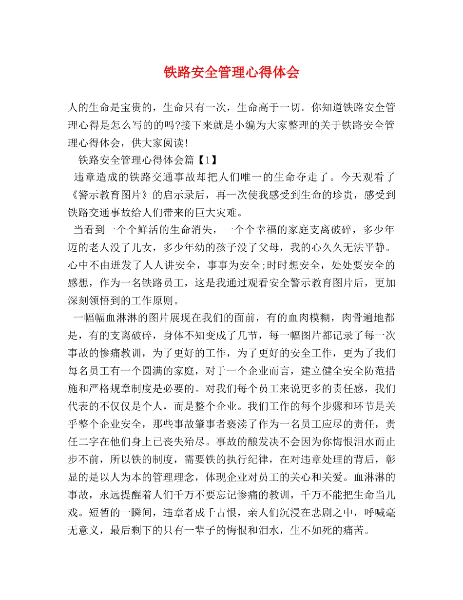 铁路安全管理心得体会 (2) _第1页