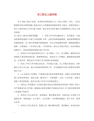 员工转正上级评语 