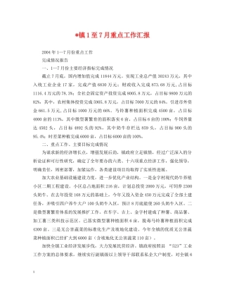 -镇1至7月重点工作汇报