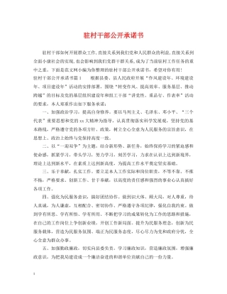 驻村干部公开承诺书 