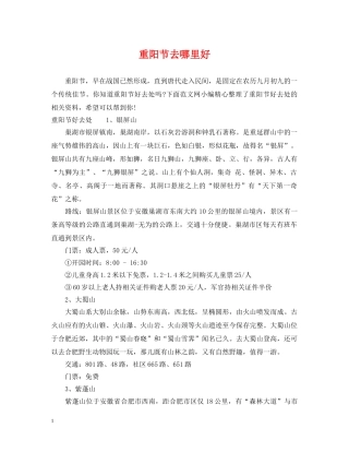 重阳节去哪里好 