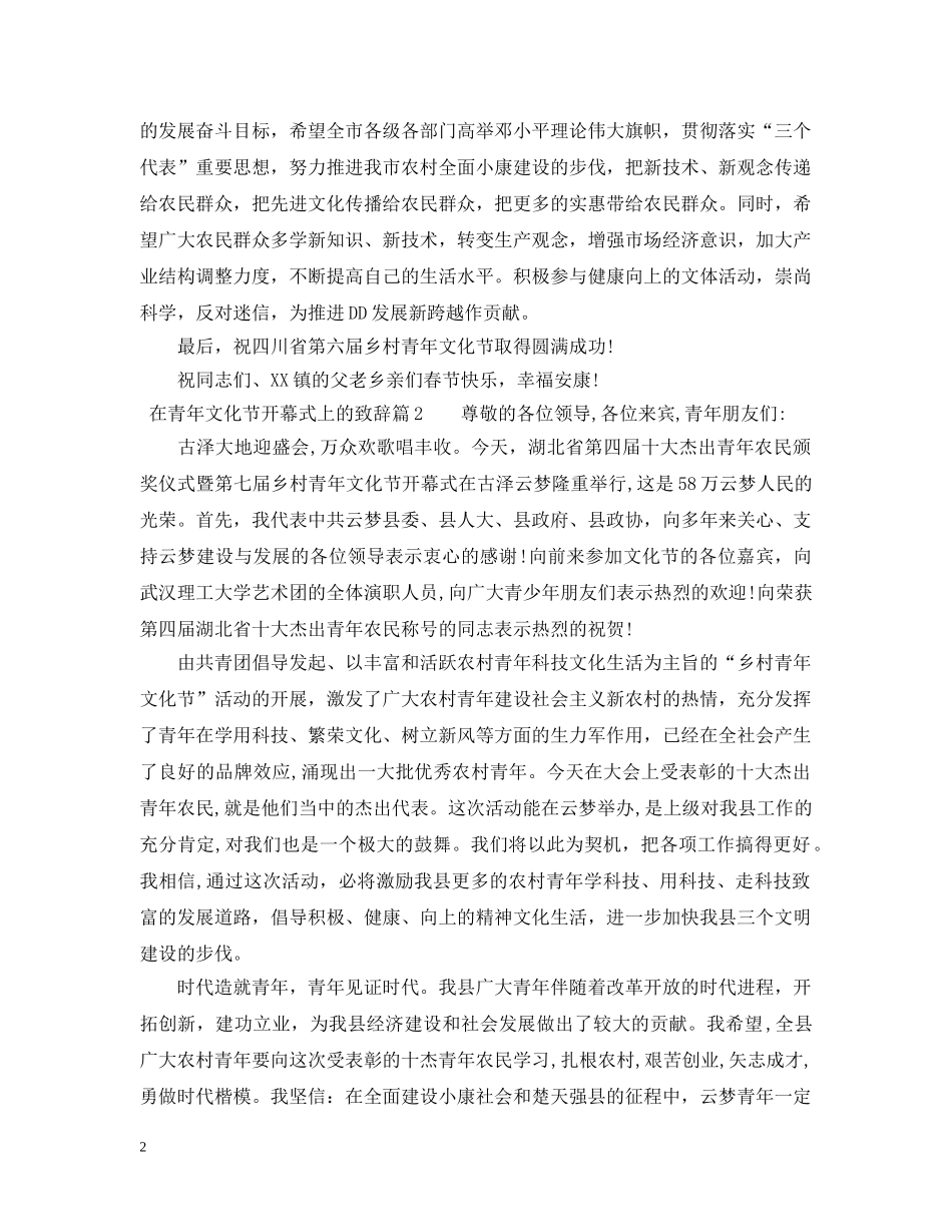 在青年文化节开幕式上的致辞 _第2页
