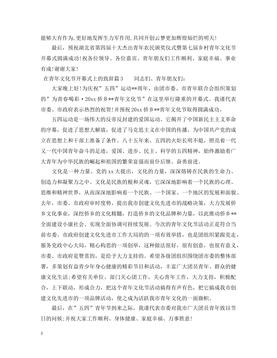 在青年文化节开幕式上的致辞 _第3页