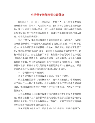 小学骨干教师培训心得体会 