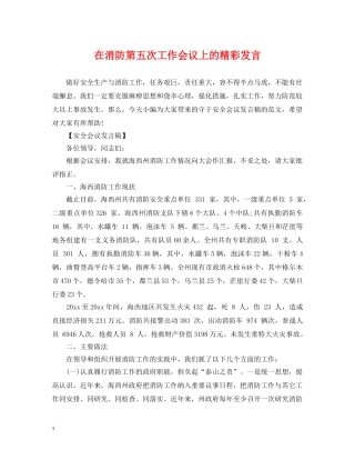 在消防第五次工作会议上的精彩发言 