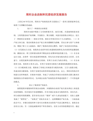 周村企业改制和民营经济发展报告 