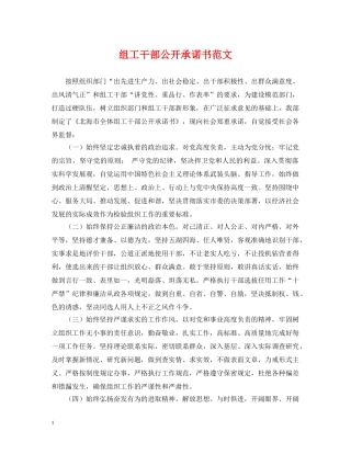 组工干部公开承诺书范文 