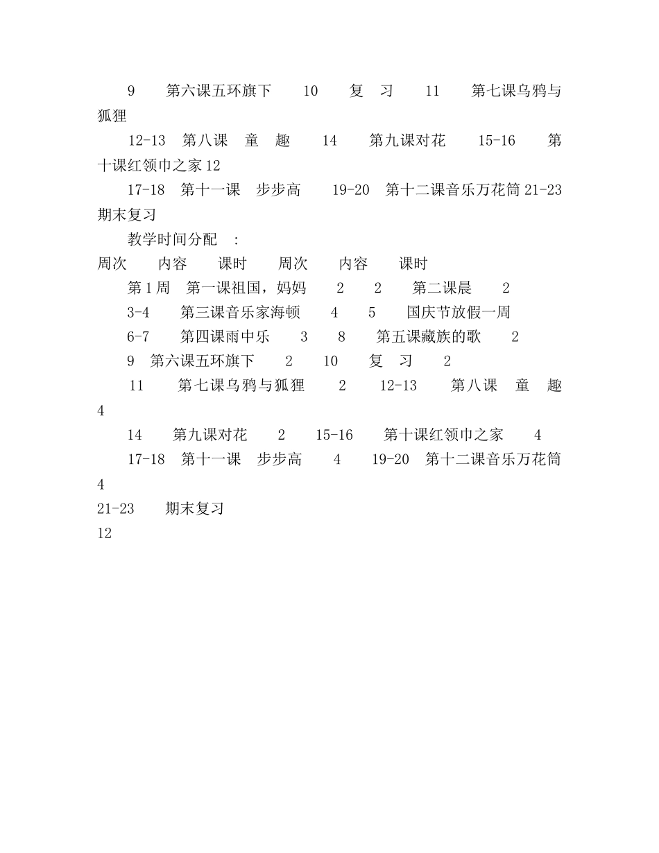 湘教版音乐教学工作参考计划范文 _第3页