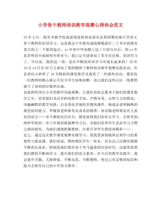 小学骨干教师培训教学观摩心得体会范文 