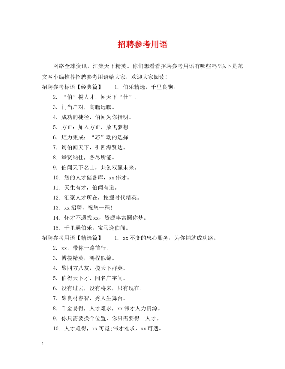 招聘参考用语 _第1页