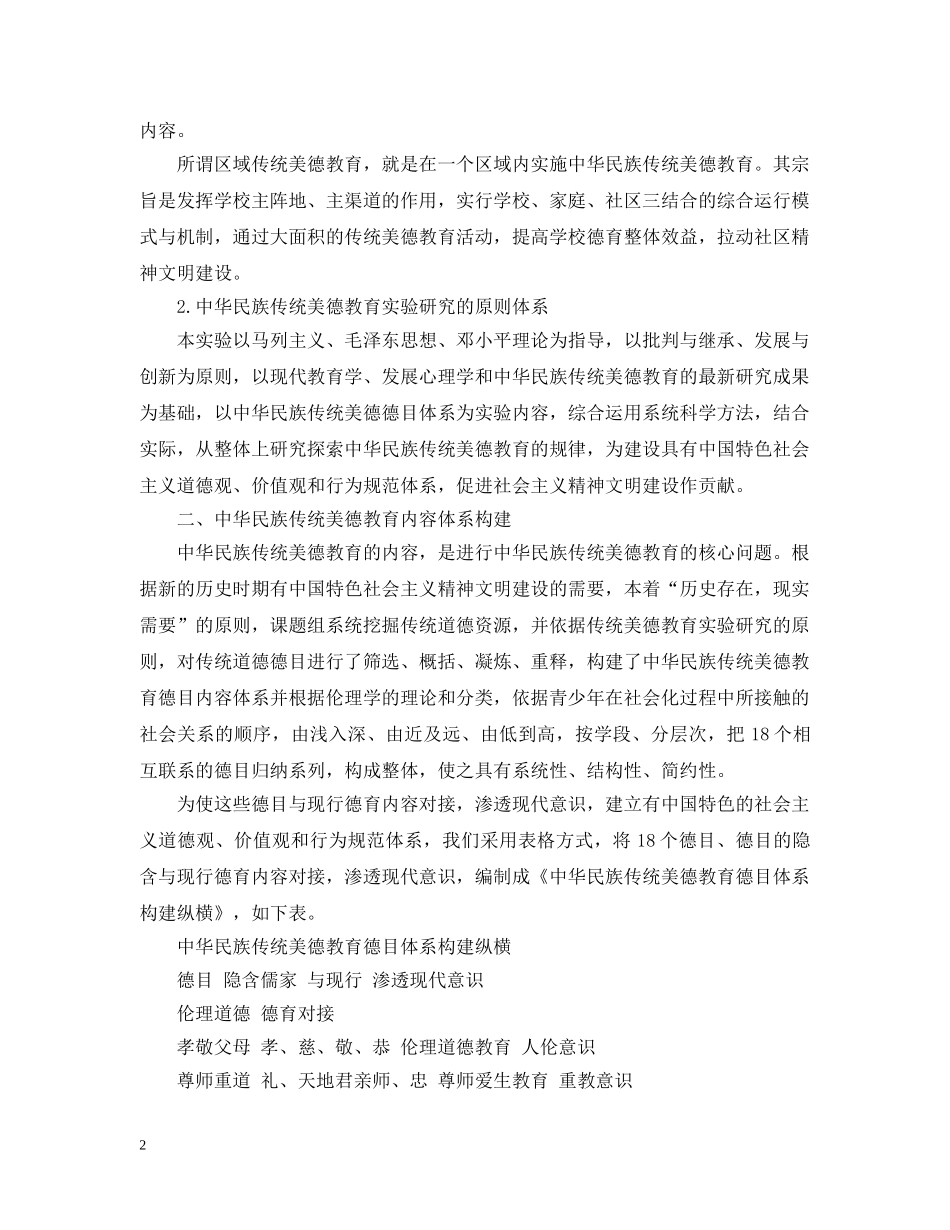 中华民族传统美德教育研究报告范例_第2页