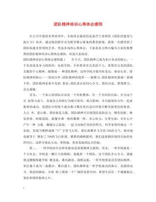 团队精神培训心得体会感悟 
