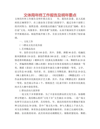 文体局年终工作报告及明年要点 