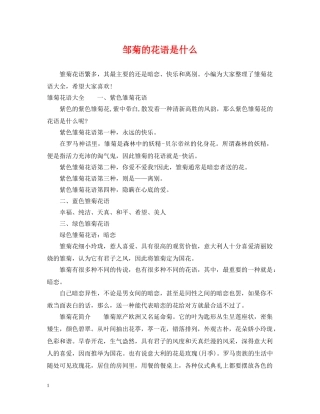 邹菊的花语是什么 