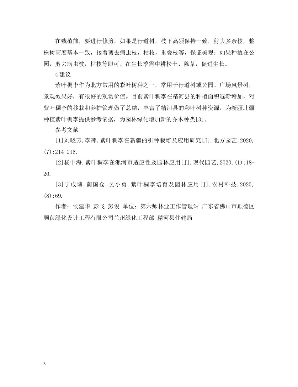 紫叶稠李移栽及养护管理研究 _第3页