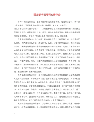 团支部书记培训心得体会 