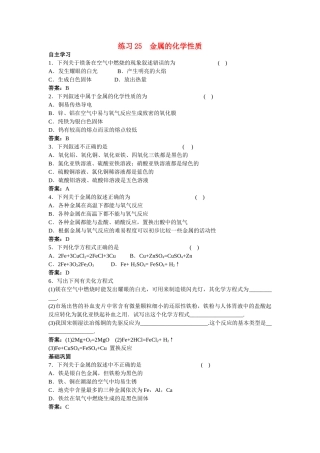 中考化学练习25 金属的化学性质