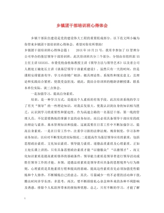 乡镇团干部培训班心得体会 