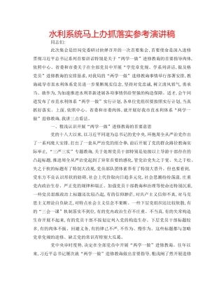 水利系统马上办抓落实参考演讲稿 