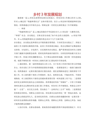 乡村3年发展规划 