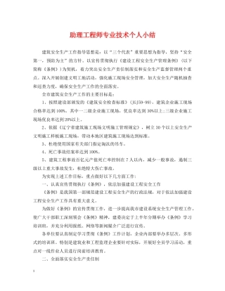 助理工程师专业技术个人小结 