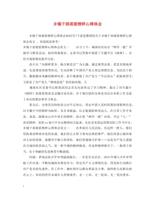 乡镇干部观看榜样心得体会 