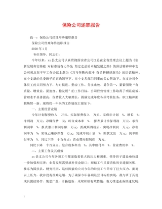 保险公司述职报告 (000002)