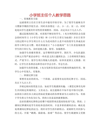 小学班主任个人教学思路 