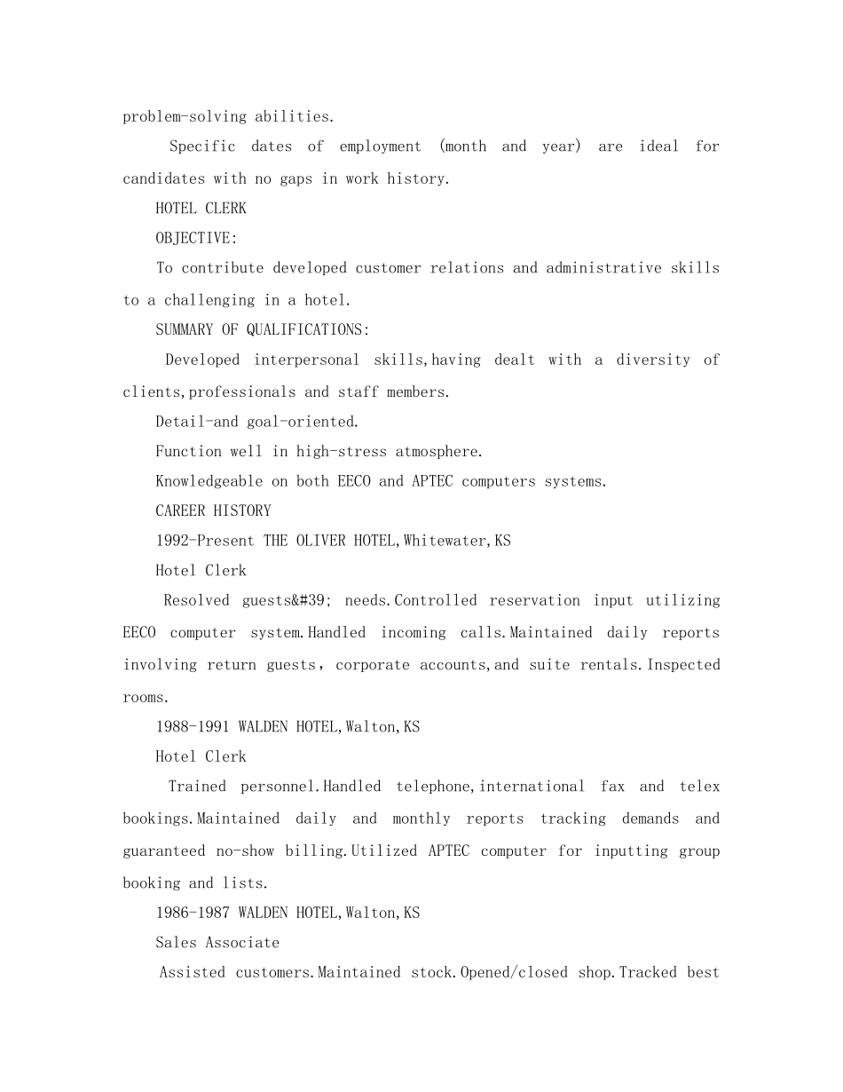 招聘专员面试英文简历模板 _第2页
