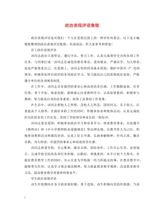 政治表现评语集锦 