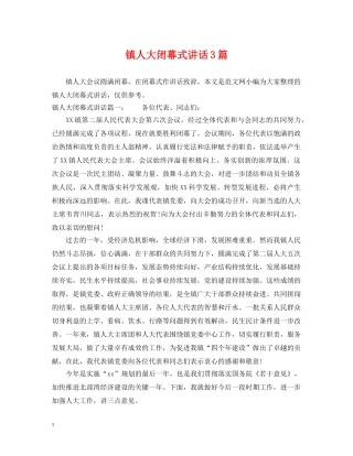 镇人大闭幕式讲话3篇 