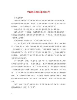 中国机长观后感1500字