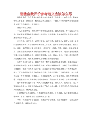 销售自我评价参考范文应该怎么写 