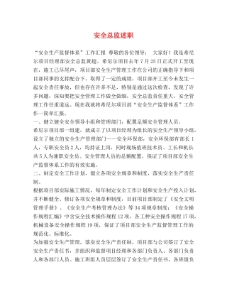 安全总监述职 