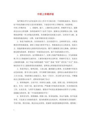 中班上学期评语2