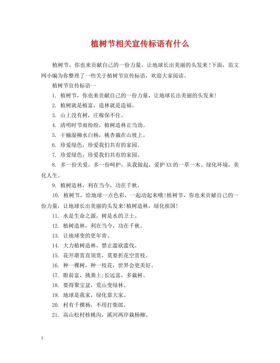 植树节相关宣传标语有什么 _第1页