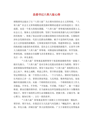 县委书记八荣八耻心得 