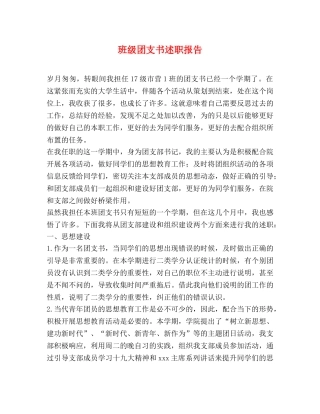 班级团支书述职报告 
