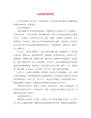 总经理考核评语 
