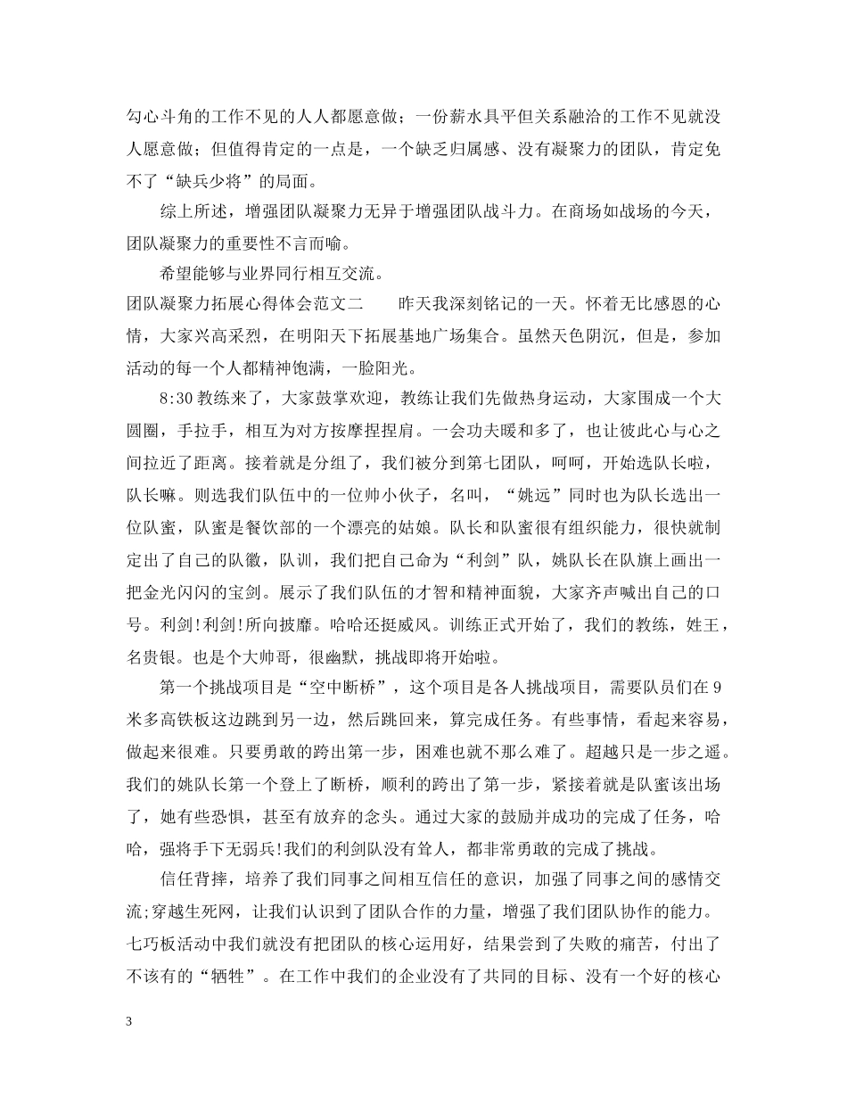 团队凝聚力拓展心得体会 _第3页