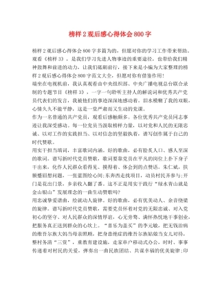 榜样2观后感心得体会800字 