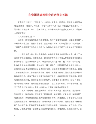 在党团共建推进会讲话范文五篇 